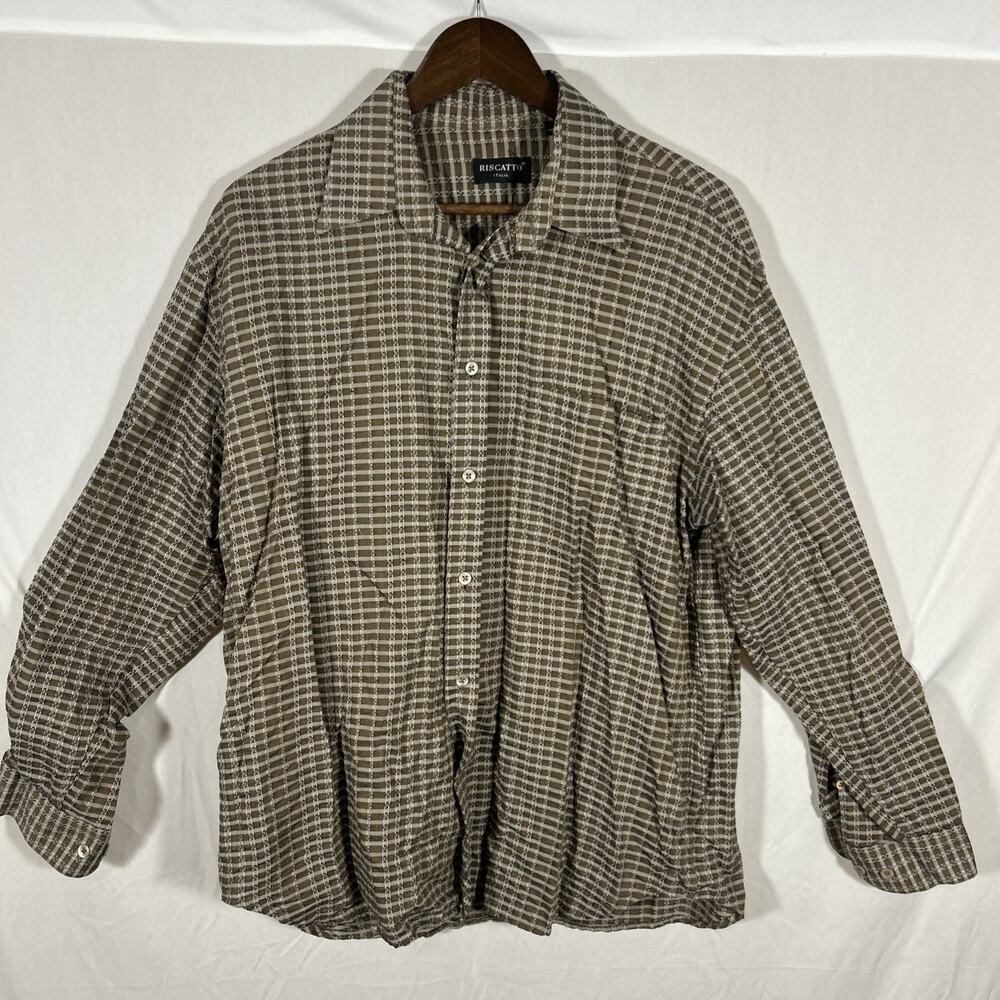 Riscatto Italian Made Check Plaid Long Sleeve Button Down Shirt Men’s Large